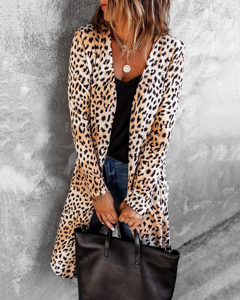 Long Sleeve Autumn And Winter Leopard Print Casual Cotton Jacket