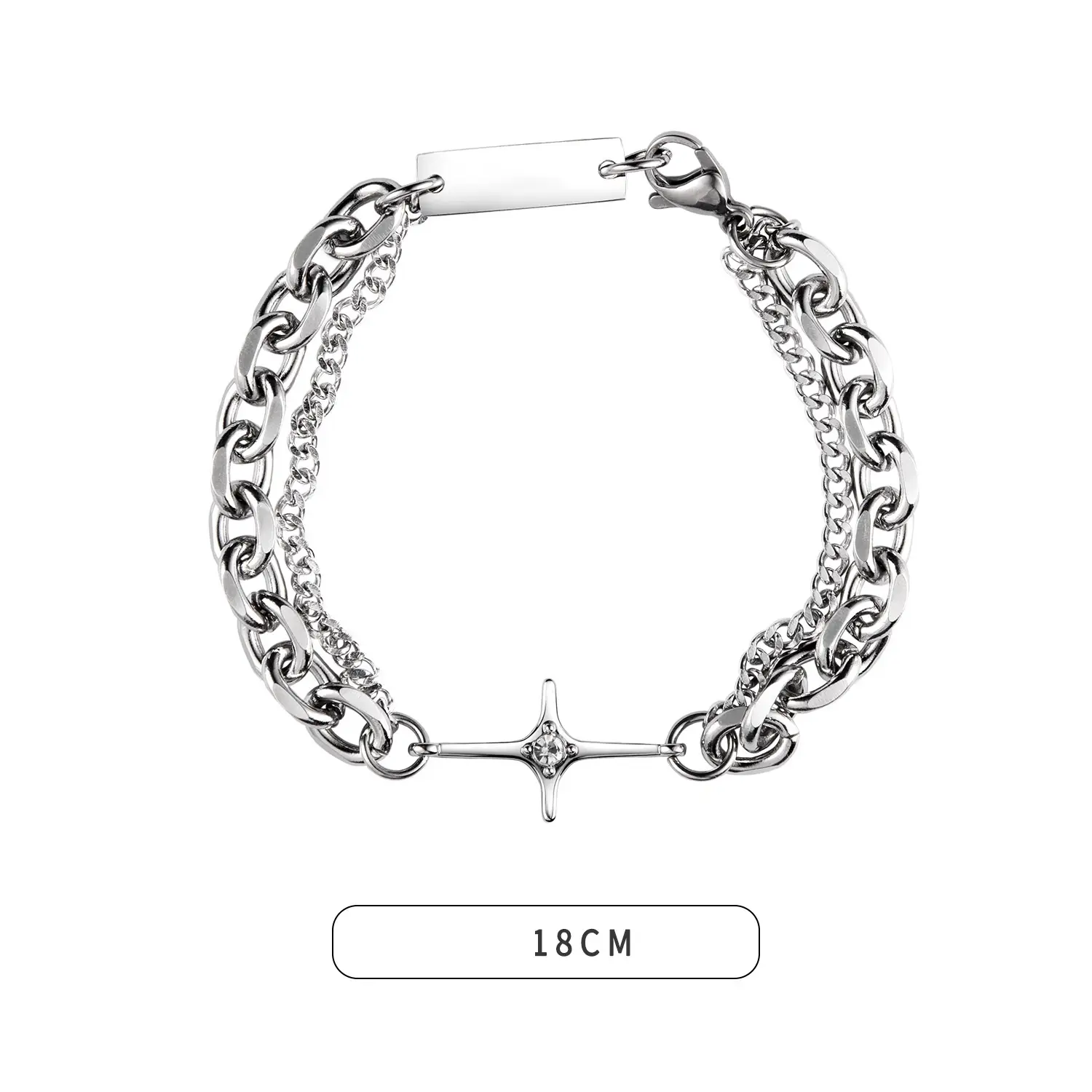 Titanium Vintage Star Cross Double Bracelet