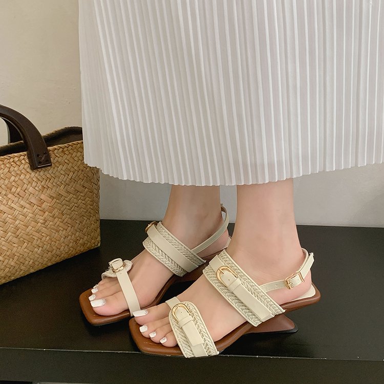 Square Toe Block Heel Sandals