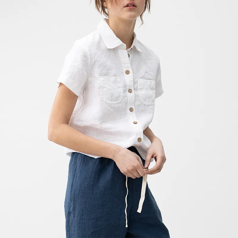 Linen Niche Casual Solid Colour Shirt - White