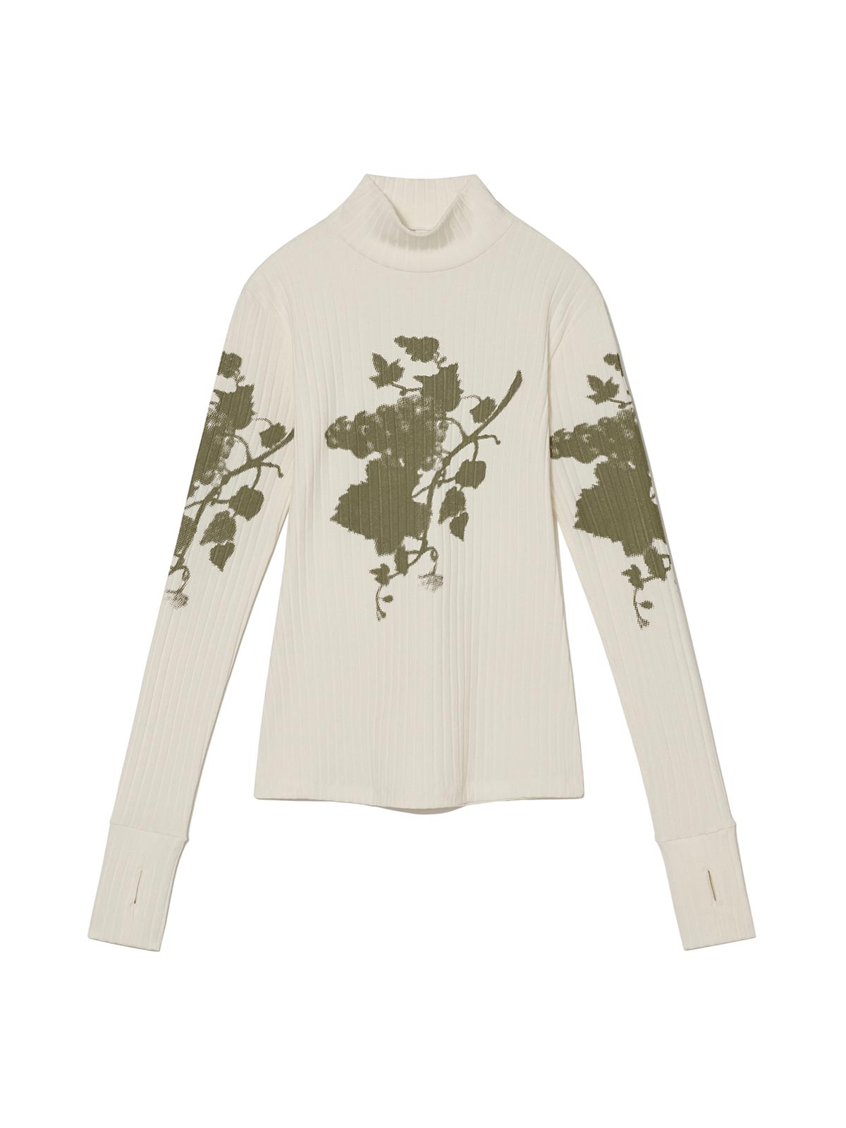 Niche Personality Design Turtleneck Floral Print Top