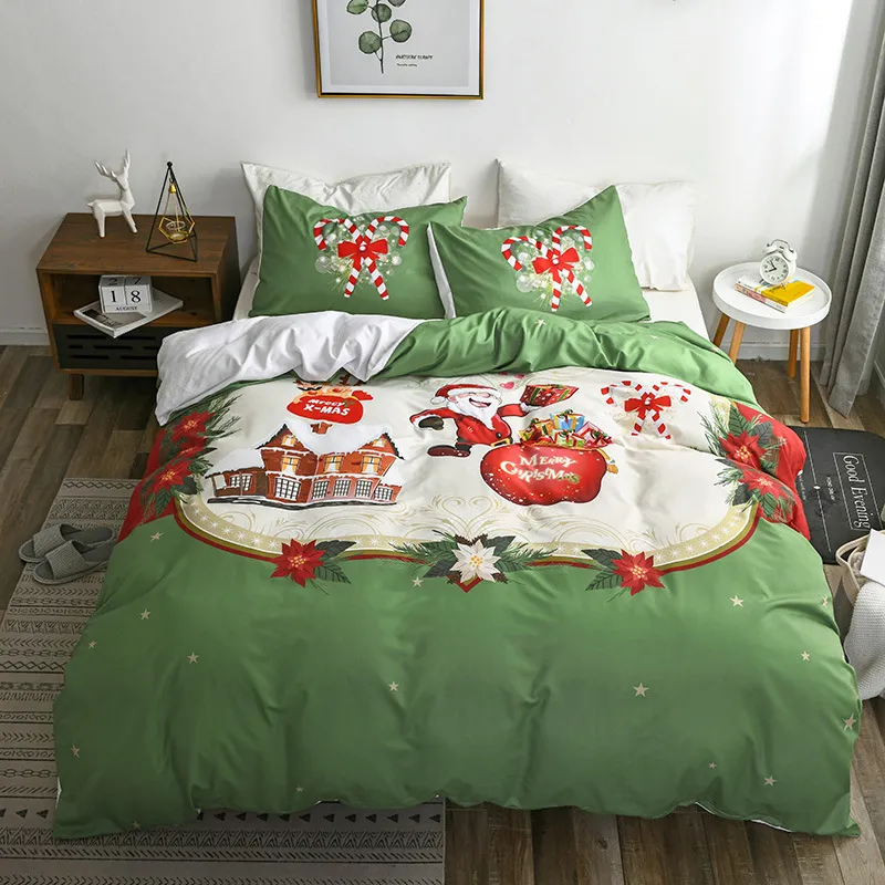 Happy Santa Claus Happy Gift 3D Digital Bed Set Of Three - Christmas House