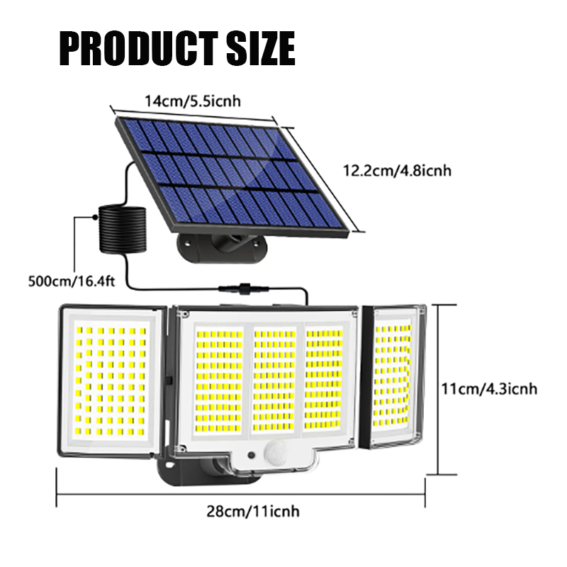 1,2 Pack Solar Lights Outdoor 348 LED Motion Sensor Lights With Remote Control  3 Head Waterproof — foto 18