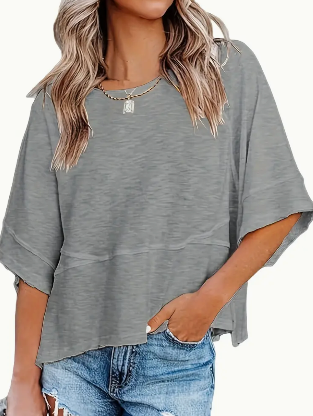 Stylish Loose Fit Crew Neck T-Shirt - Women's Casual Half Sleeve Spring And Summer Essential - Soft, Breathable, And Comfortable Clothing For Everyday Wear