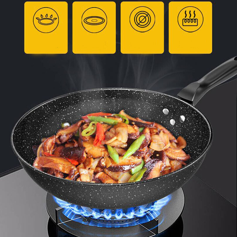30CM Non-Stick Frying Pan Skillet Saute Tempered Glass Lid Granite Coating — image 11