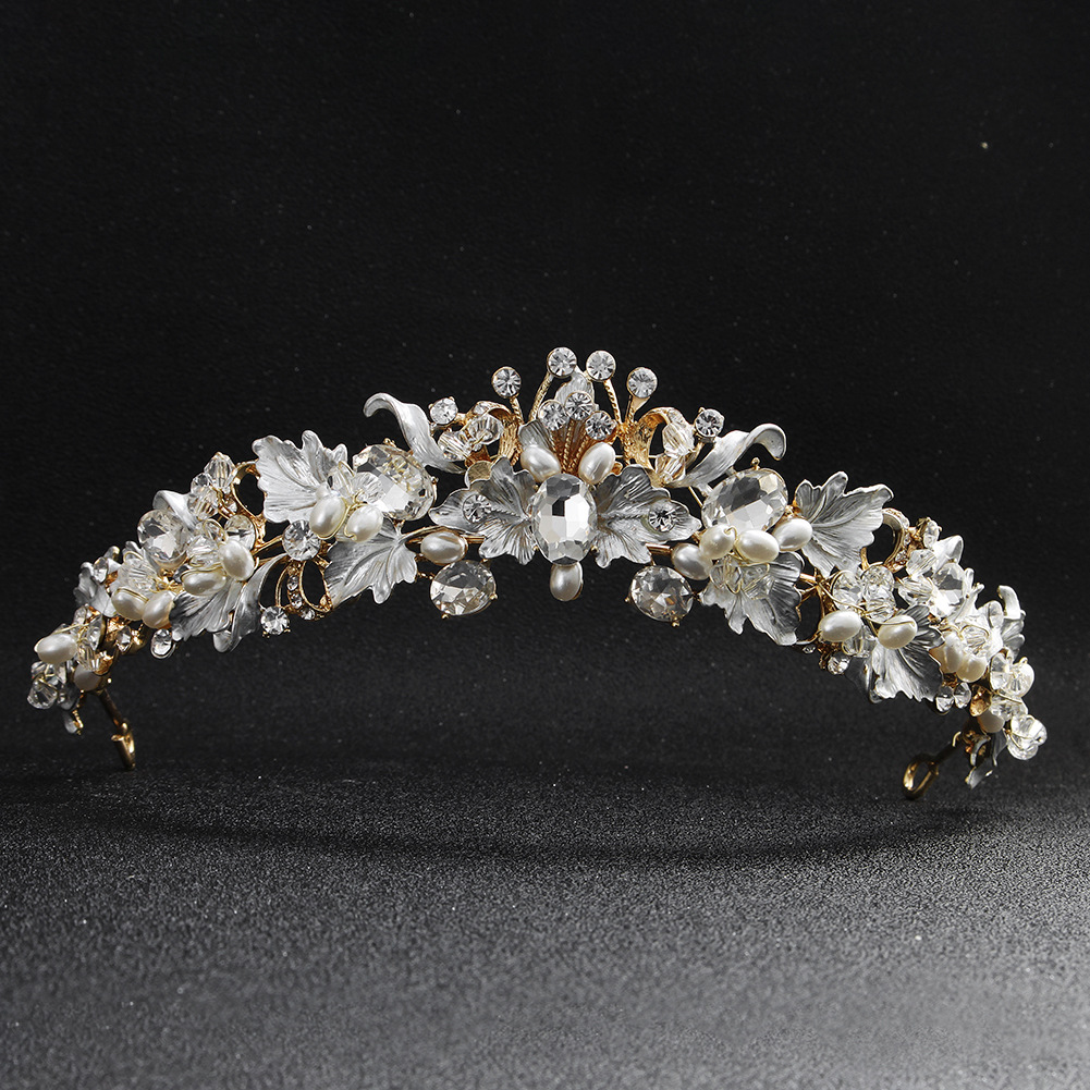 Design Bridal Crown Baroque Flowers Gold - Shop at LoveMi
