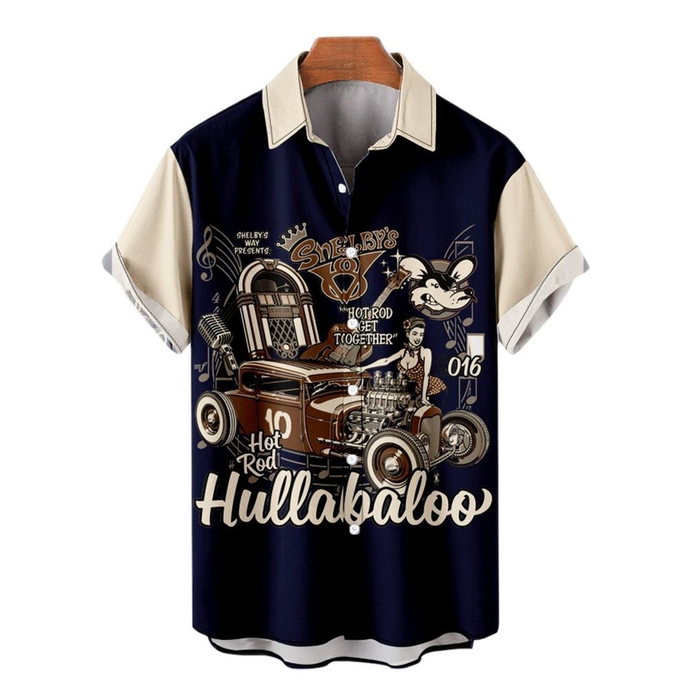 Men's Beach Hawaiian Print Short Sleeve Shirt