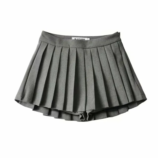 Women's High Waist A line Pleated Skirt Grey - Shop at LoveMi