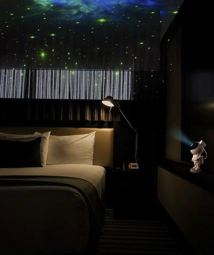 Children's Astronaut LED Projector Lamp With Telescope, White