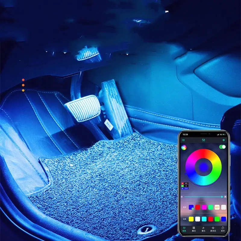 Usb Voice Control Music Rhythm Light Car Interior Modification