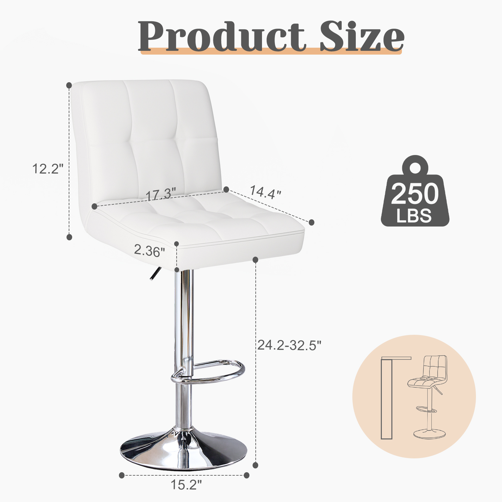 Square Cushion Bar Stool With Backrest_voghion.com