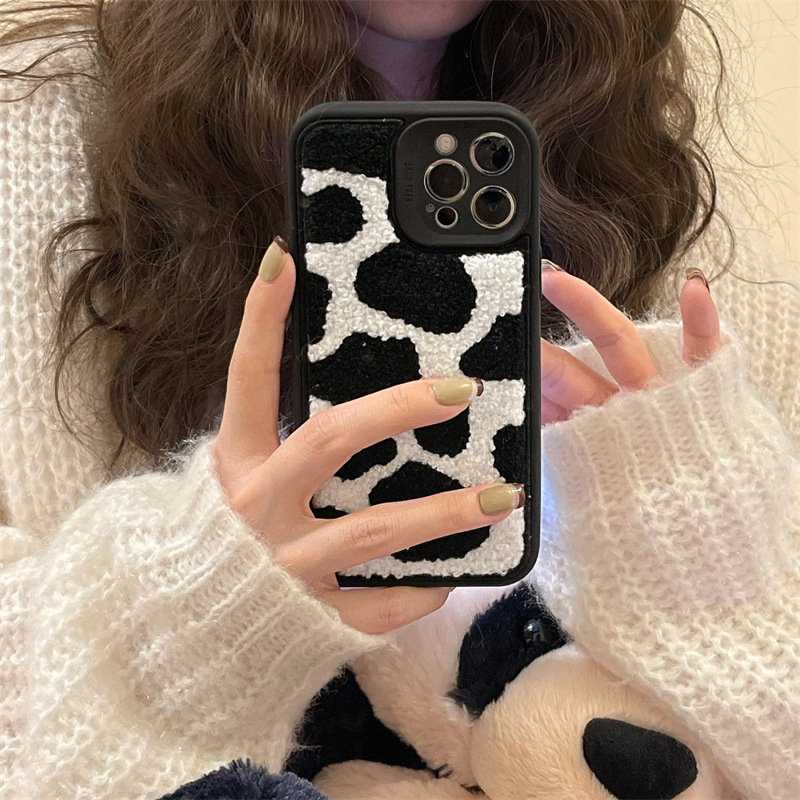 Towel Embroidered Cow Pattern Back Cover Phone Case - Image 2