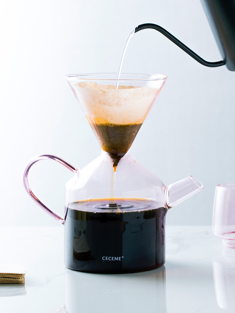 Glass All-in-one Pour-over Coffee Maker Set (Pink)