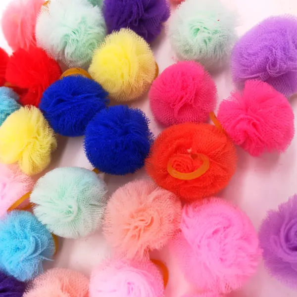 Cute Pet Mesh Ball Rubber Band Head Flower