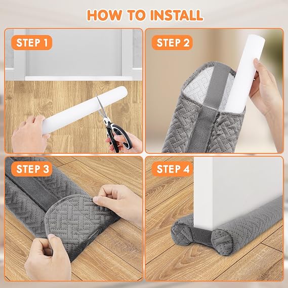 Premium Velvet Under Door Draft Stopper, Adjustable Windproof Seal For Blocking Cold Air, Light, Dust And Noise 4