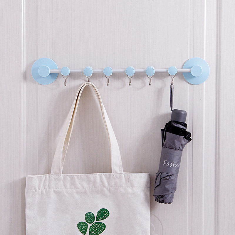 Wall-mounted 6-piece Movable Row Punch-free Suction Cup Hook