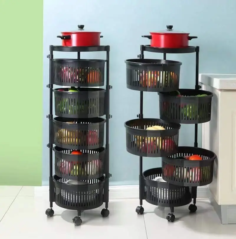Kitchen Shelving New Household Multilayer Rotating Floor-To-Ceiling
