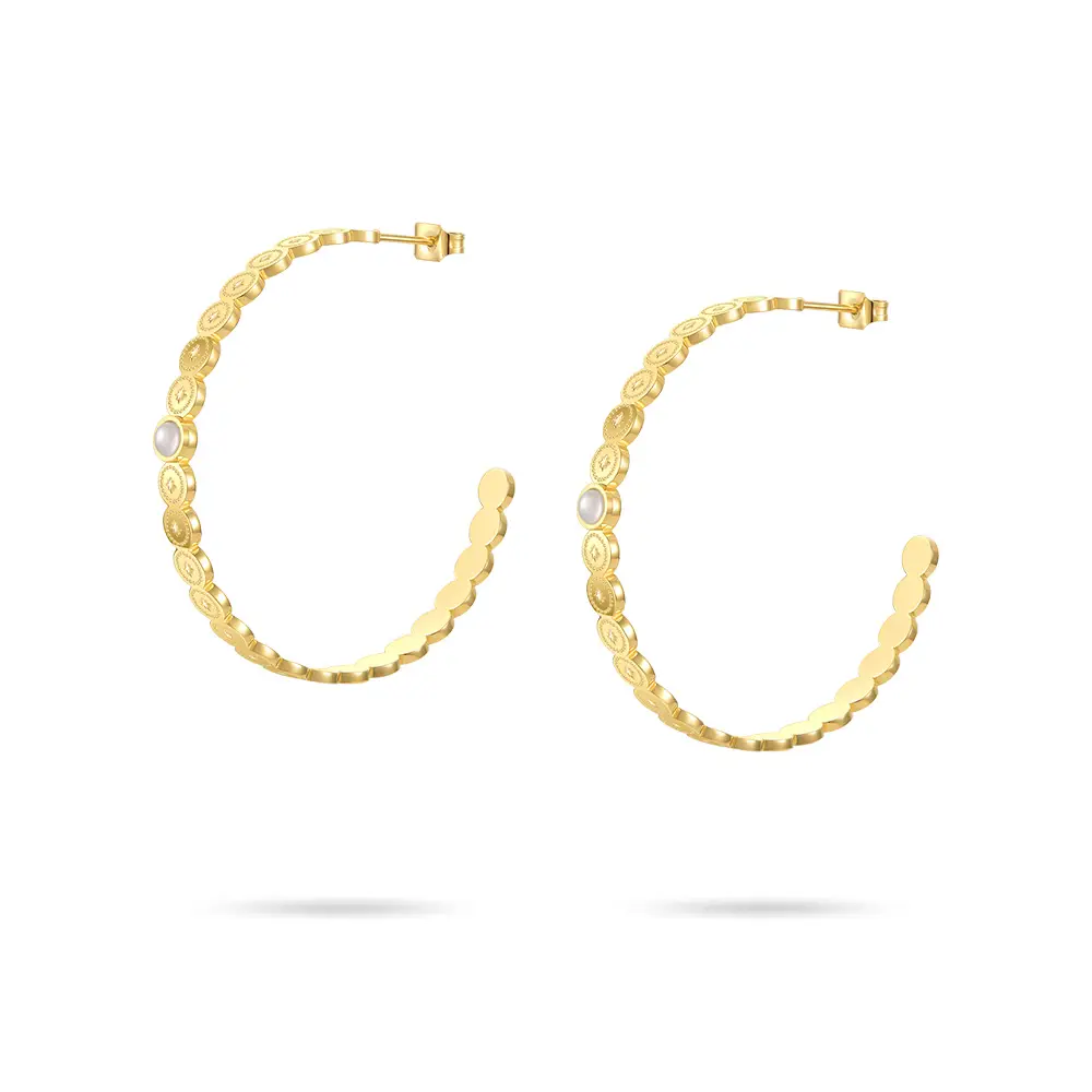 18K Gold Plated Titanium Steel European And American Personalised Metal C-shaped Earrings