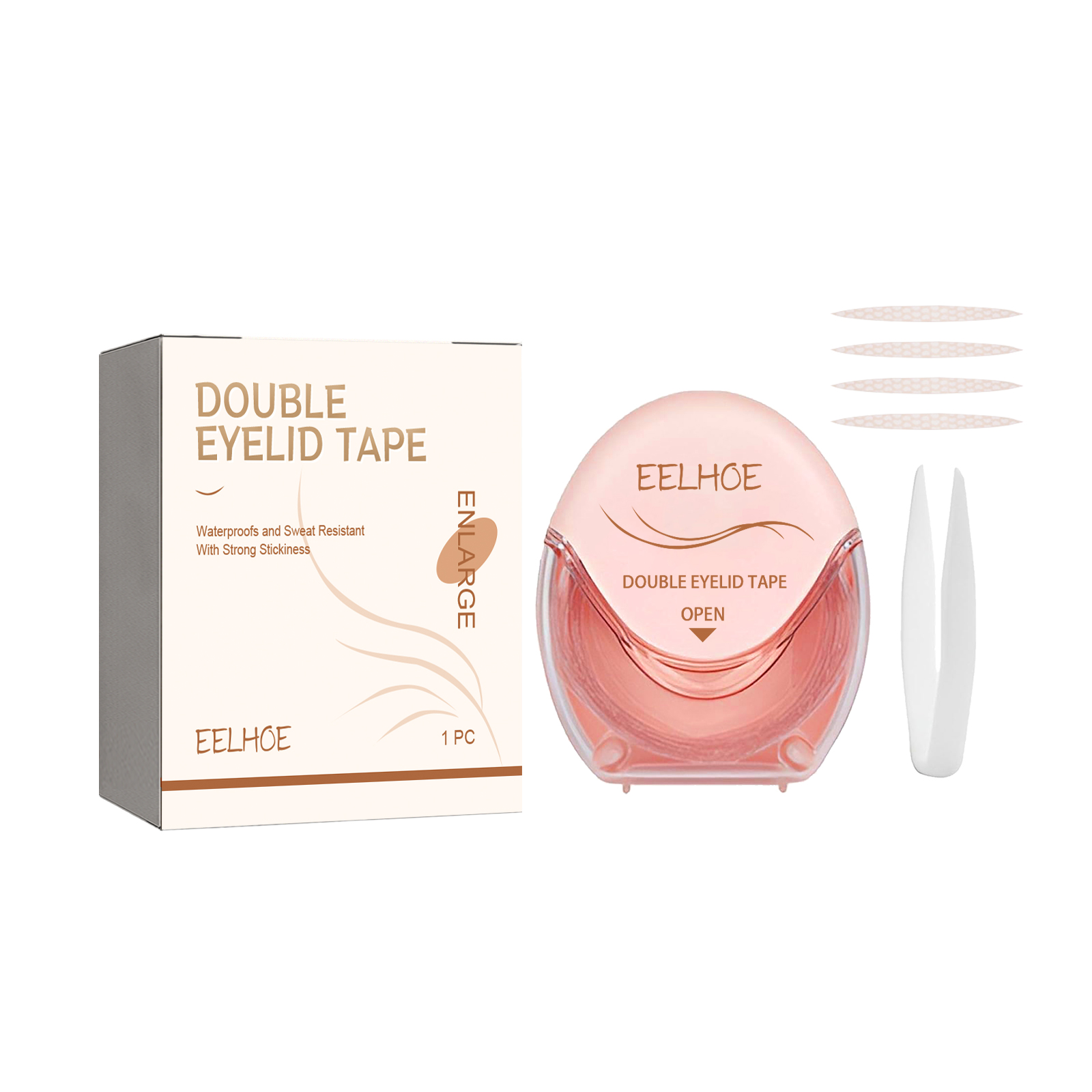 EELHOE Double Eyelid Tape, Natural Traceless Breathable Durable Sweat Proof Waterproof Invisible Double Eyelid Adhesive Eye Adhesive 2