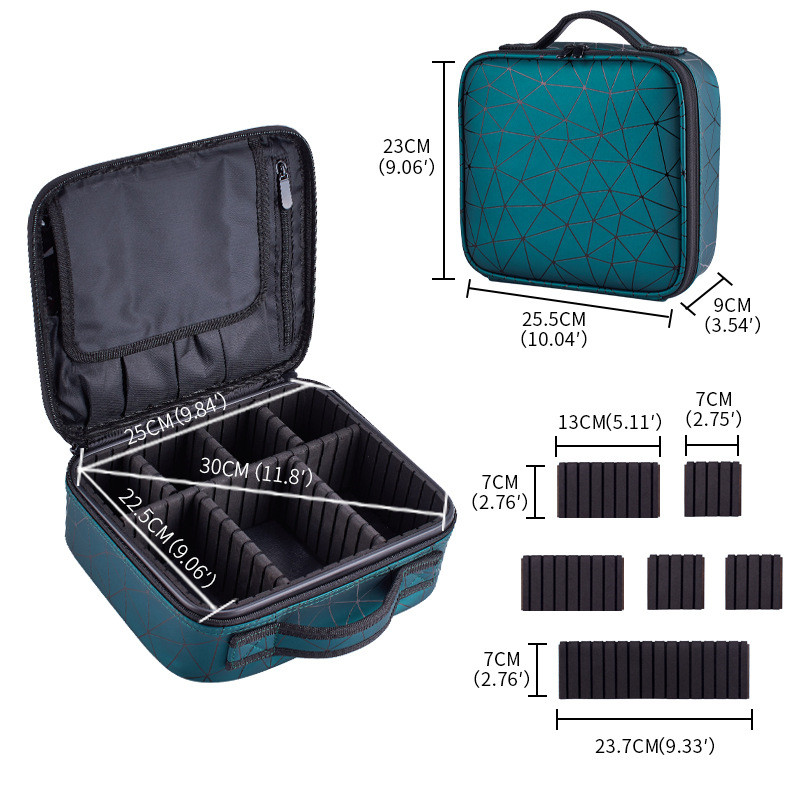 Portable Square Diamond Clapboard Cosmetic Bag  Large Capacity Waterproof Cosmetic Case Set