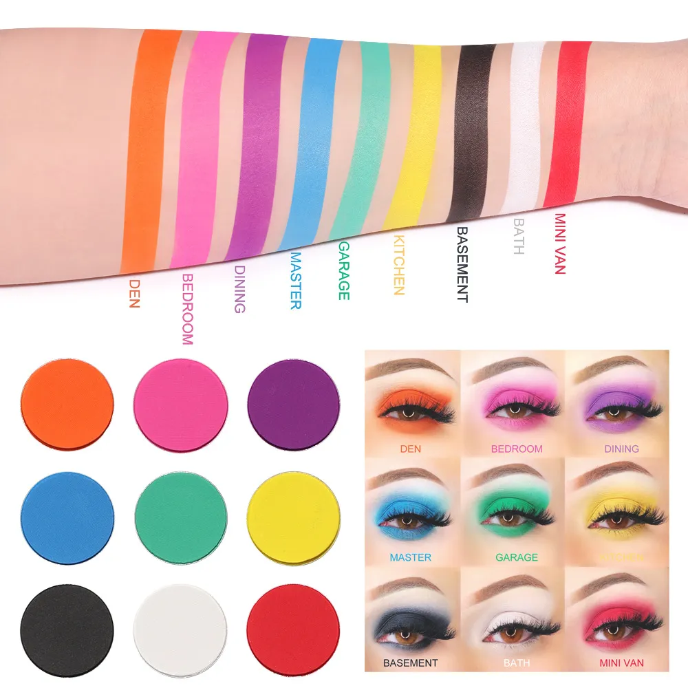 9-Colour Matte And Metallic Glitter Eyeshadow Palette - Colourful
