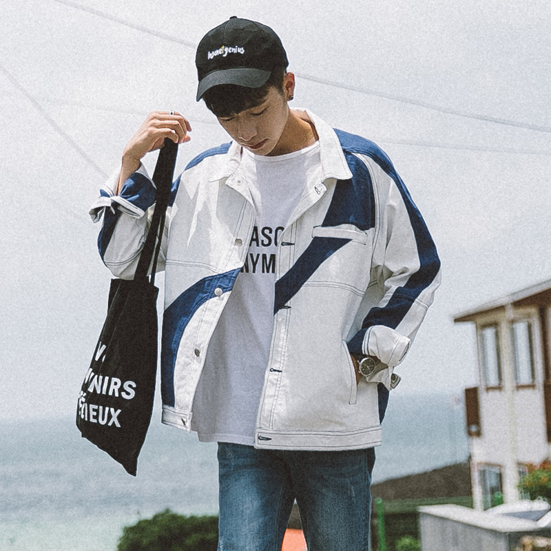 Stitching Washed Denim Jacket Casual Jacket