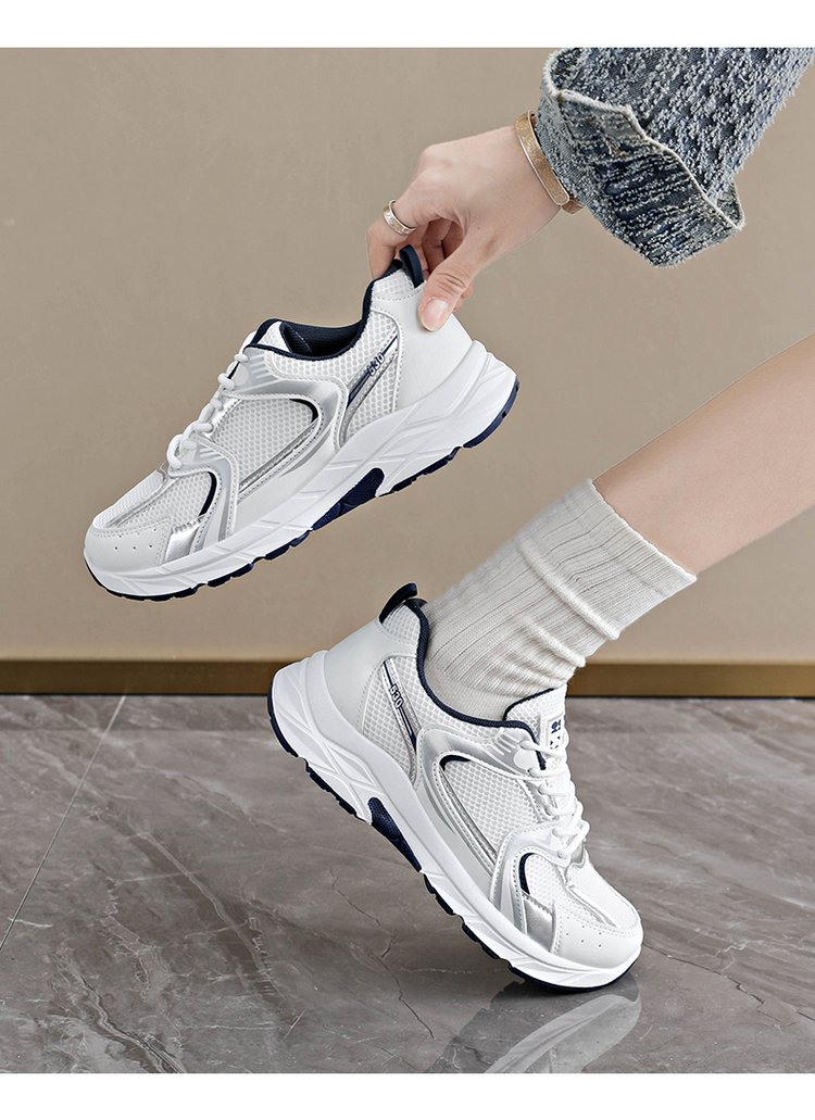 Women's Retro Color Block Chunky Sneakers, Breathable Mesh Casual Shoes
