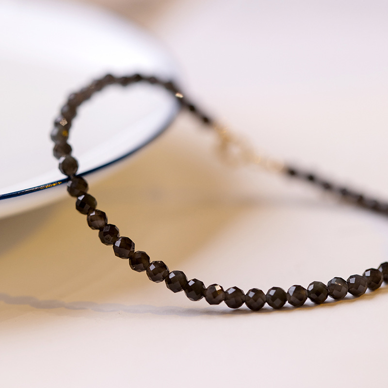 3mm Ultrafine Obsidian Bead Bracelet With Colored Eyes
