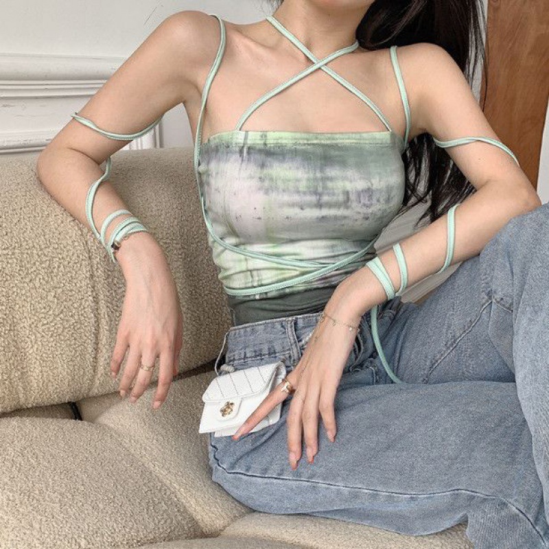 Women's Short Pure Want To Wipe The Chest Strap Top