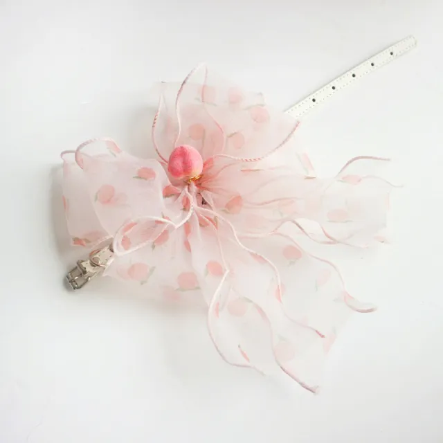 Pet Leather Collar Bow Cute Photo Props Peach Pink Collar - Shop at LoveMi