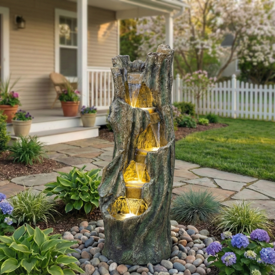 Waterfall Fountain For Outdoor Gardens And Patio Backyards Includes Energy-Efficient LED Lights And Easy Setup For Instant Relaxation — foto 2