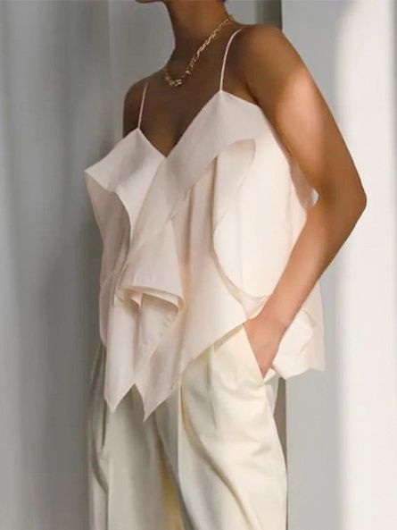 Women's Fashion Elegant Ruffle V-neck Brace Vest