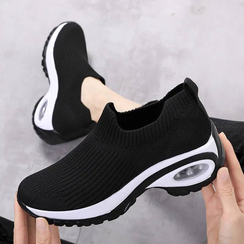 Sneakers Women Air Cushion Mesh Breathable Running Sports Shoes - Black