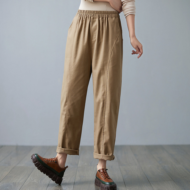 Title 2, New Literary Retro Cotton And Linen Harem Pants...