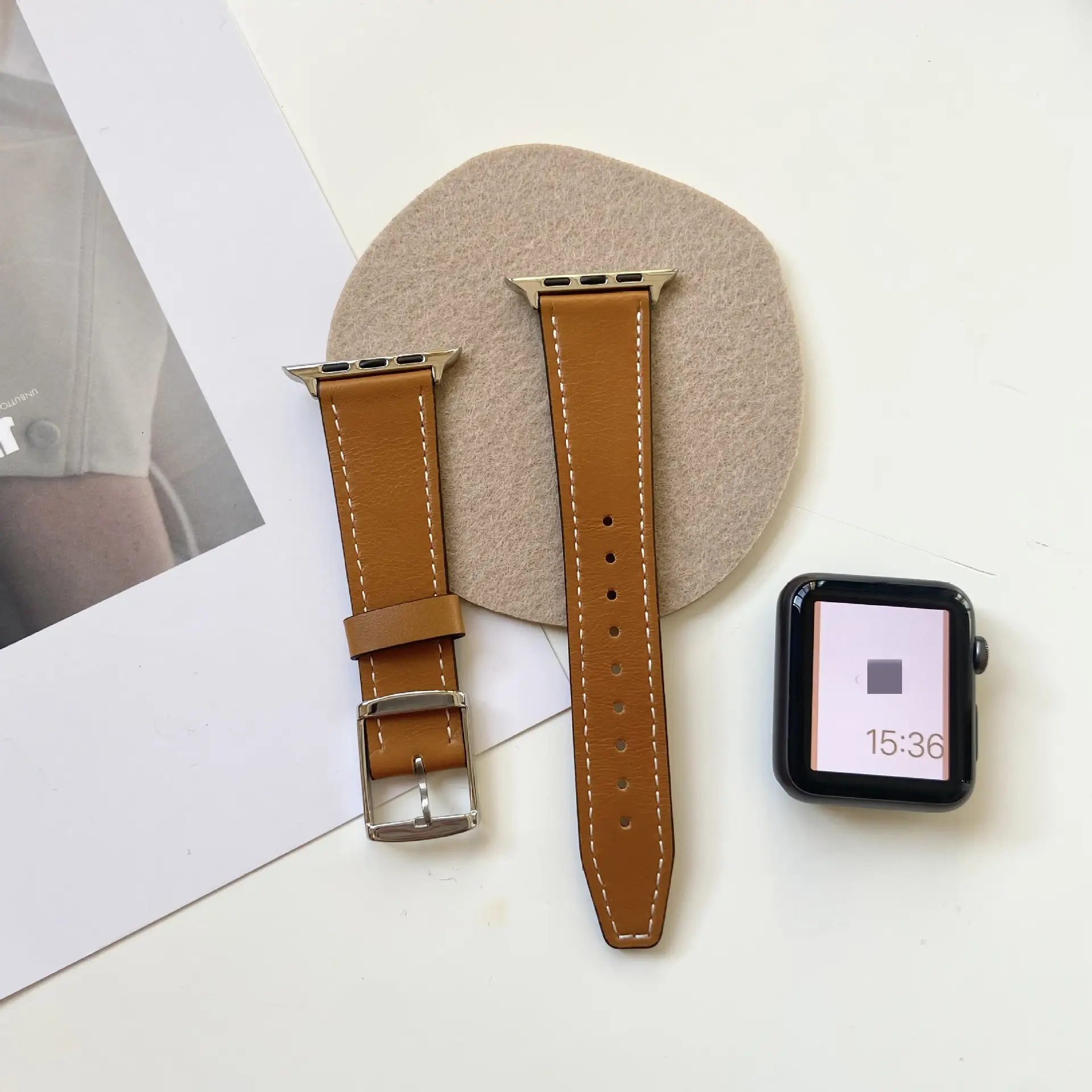 Fashion Leather Strap Square Buckle