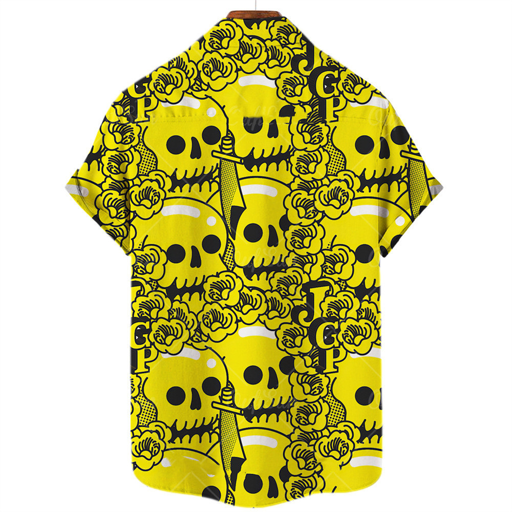Printed Skull Pattern Casual Shirt Hawaii