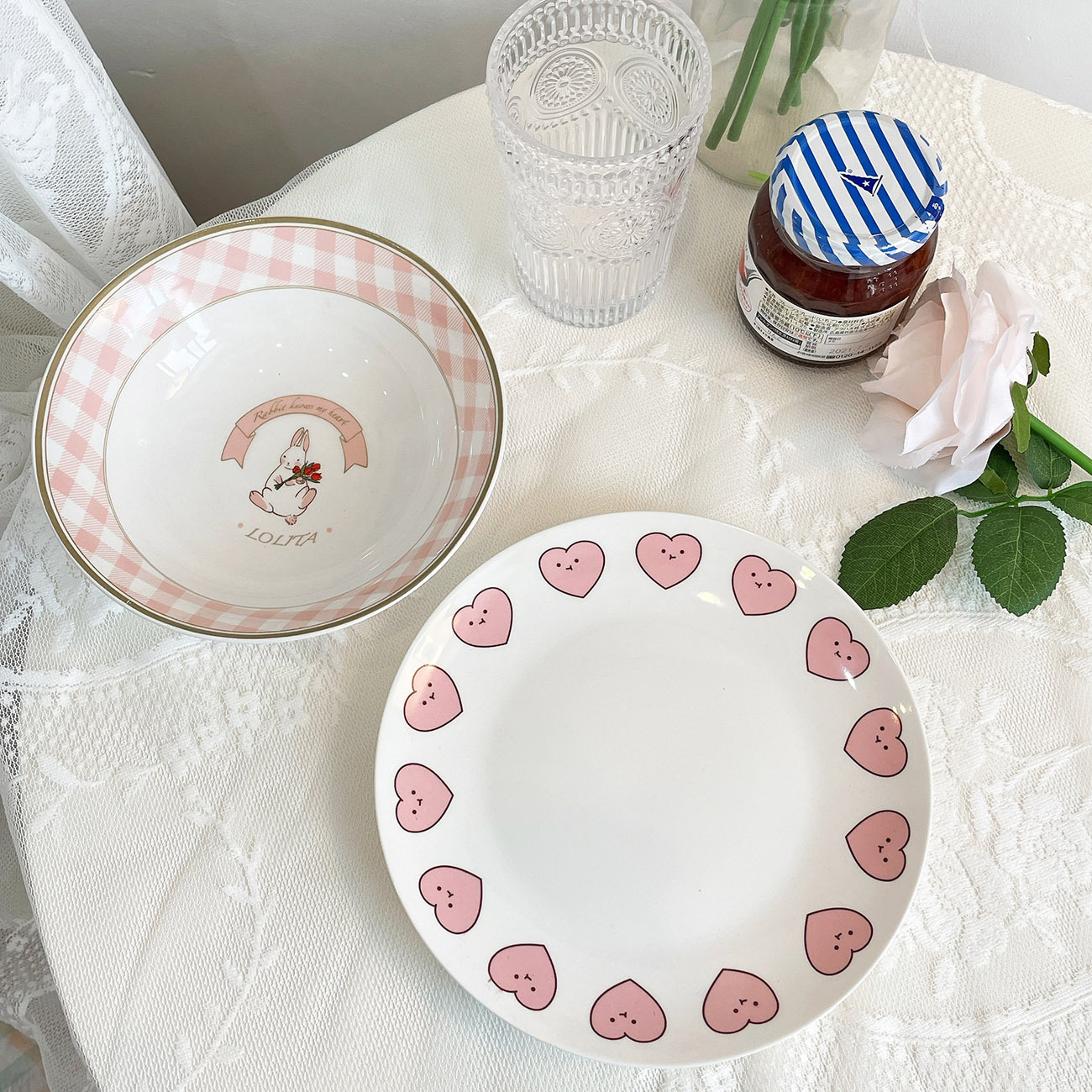 Cute Girl With Breakfast Ceramic Plate Dessert