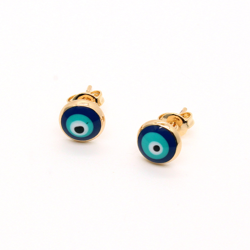 Small Stud Earring For Women Vintage Cute Enamel Round