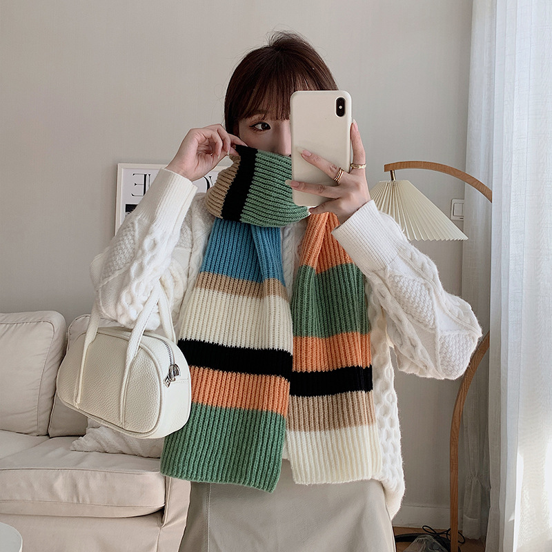 Women's Fashion Collision Color Stitching Scarf