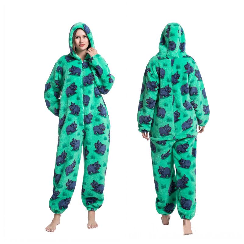 Title 1, Hooded Thick Cartoon Animal One Piece Pajamas