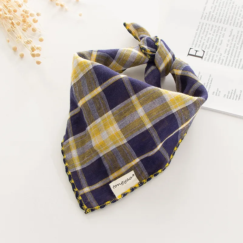 Dog Turban Birthday Gift Water Bib Double-sided Turban - Blue Yellow