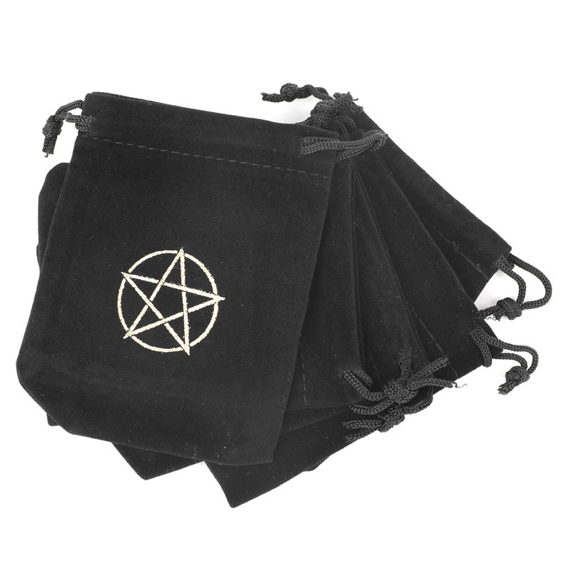 Title 2, Black Pentagram Symbol Drawstring Flannel Bag