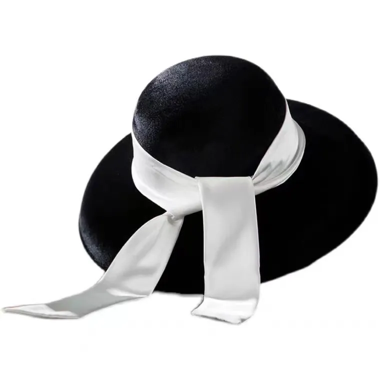 Ladies French British Elegant Black Hat - Black