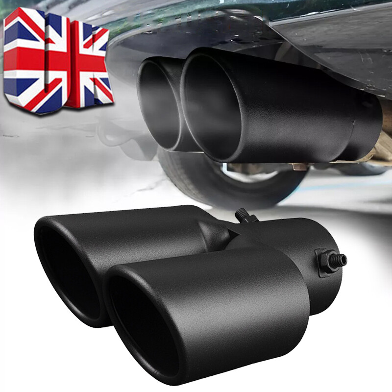 Dual Outlet Exhaust Tip Tail Muffler For 1.4-2.5 Inch Silver Stainless Steel — image 4
