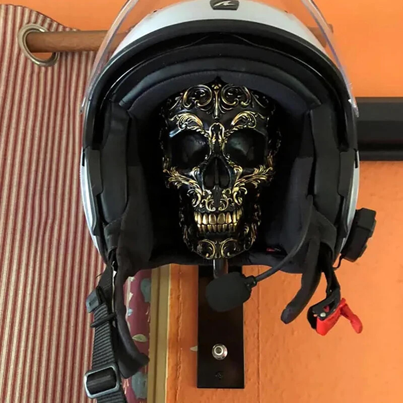 Motorcycle Helmet Holder Rack Wall Mount Hat Stand Display Rack Skull Rack
