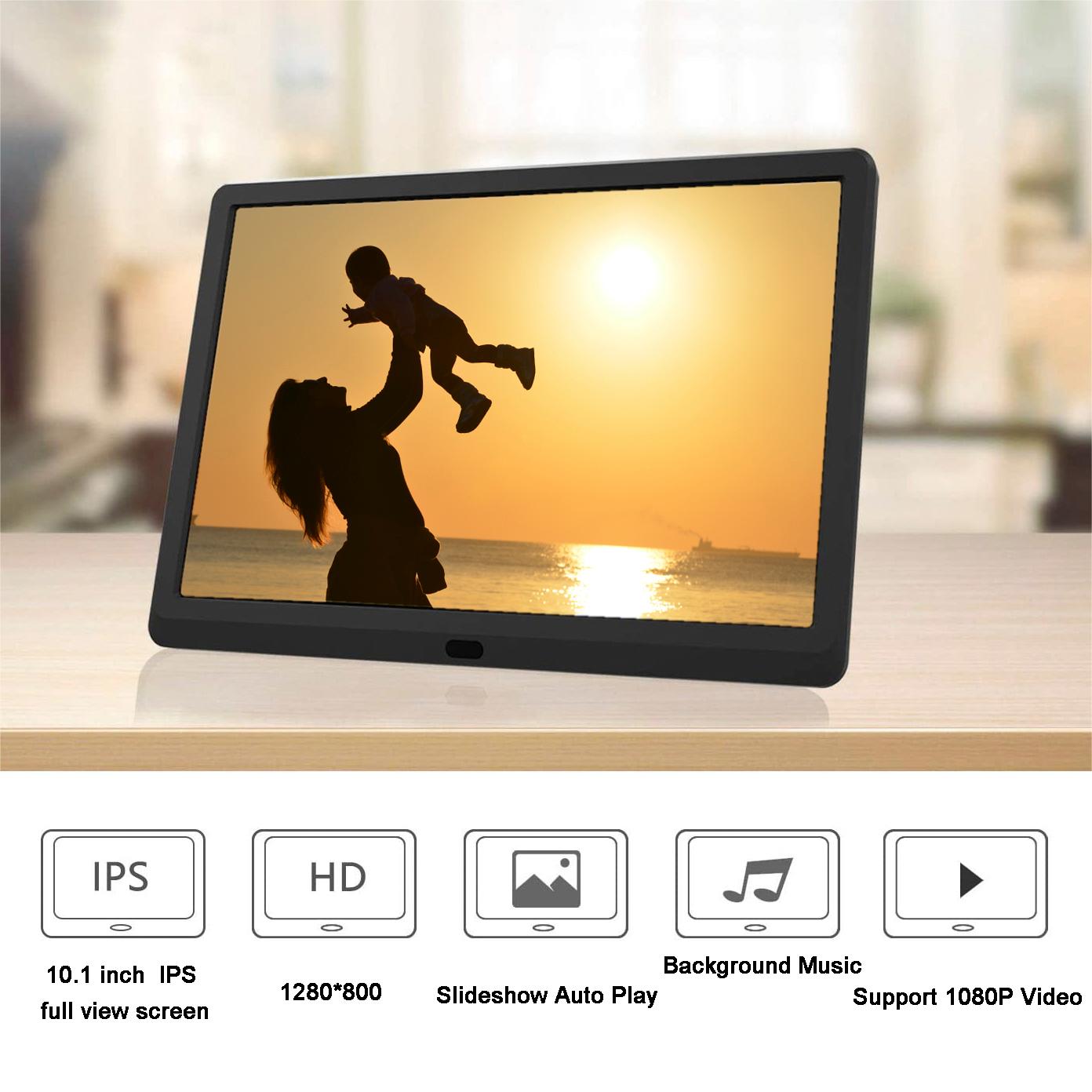 10.1 Inch Digital Photo Picture Frame 1280x800 IPS Display With Music Video