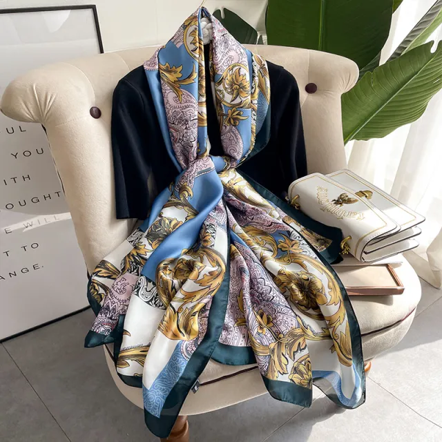 Winter Warm Vintage Print Chain Scarf Female Blue - Shop at LoveMi