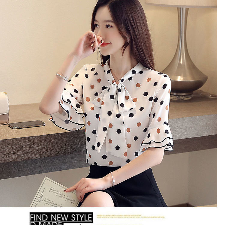 Sweet Shirt Summer Polka Dot Half Sleeve Top Women's Clothing