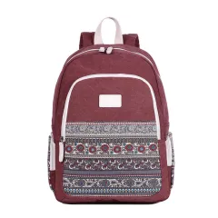 Men's Fashion Outdoor Casual Ethnic Style Backpack - Wine - View 1