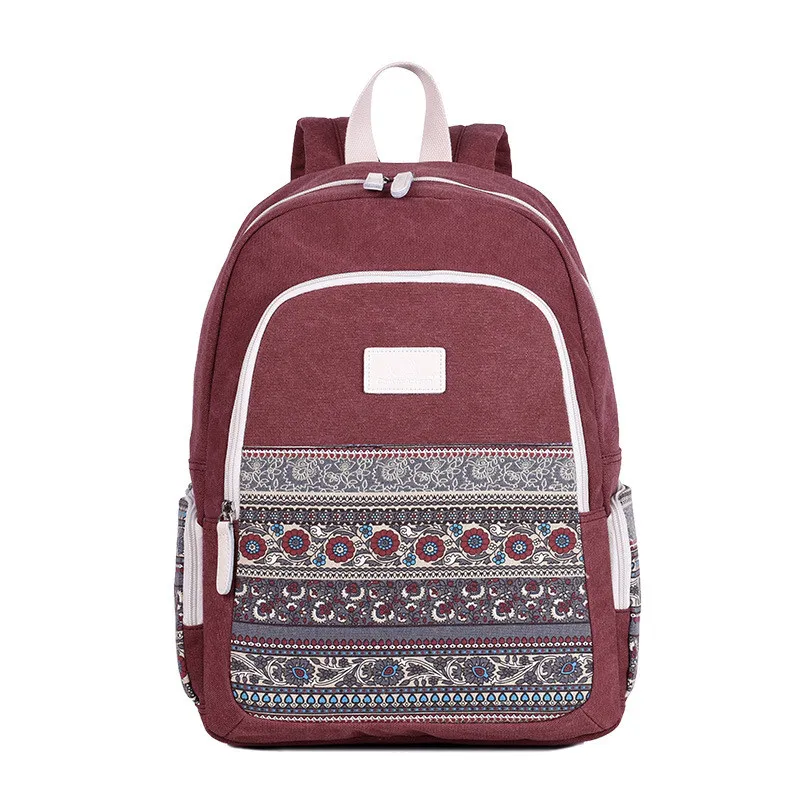 Men's Fashion Outdoor Casual Ethnic Style Backpack - Wine